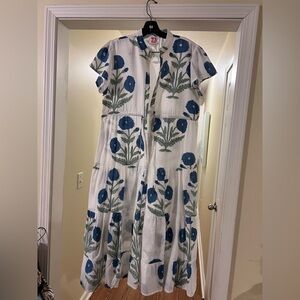 Victoria Dunn Floral Blue and White Dress